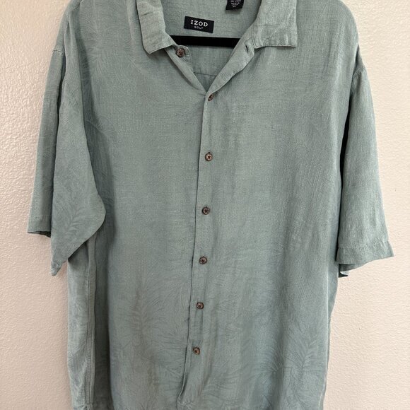 Izod Golf Men's Short‎ Sleeve Collared Shirt Washable Silk Size X-Large - Picture 2 of 5